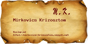 Mirkovics Krizosztom névjegykártya